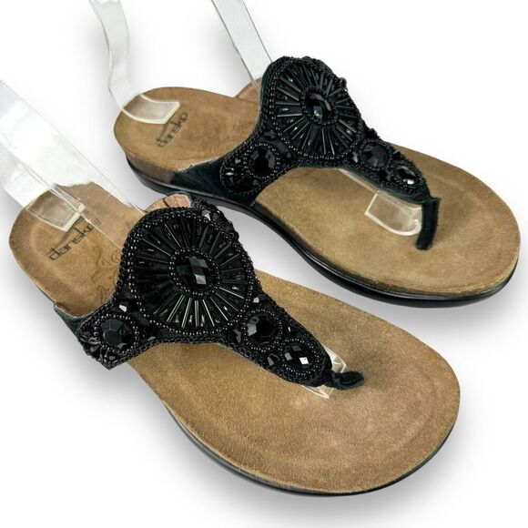 Dansko Pamela Black Jeweled Beaded Rhinestone Suede Toe Post Sandal 36 / 5.5 - 6 - Picture 2 of 14